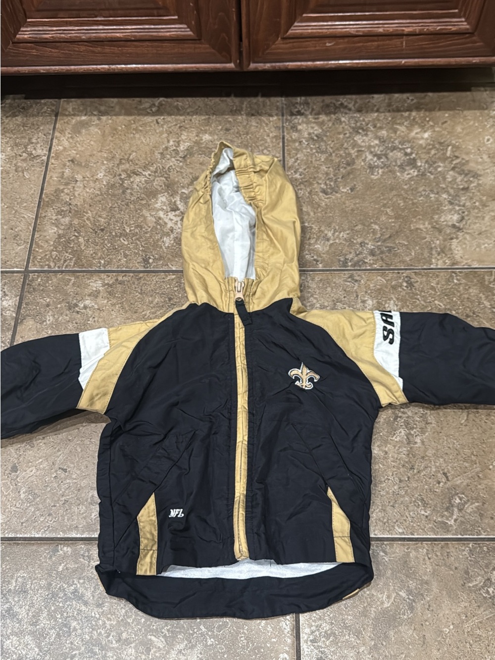 Toddler Hooded Saints Jacket - Black & Gold
